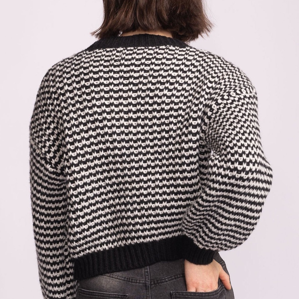 PINK ROSE | Houndstooth Black and Cream Cardigan - Picture 3 of 15
